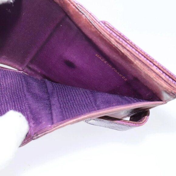 CHANEL COCO Mark Wallet Grained Calf Skin Purple Gold - Picture 13 of 16